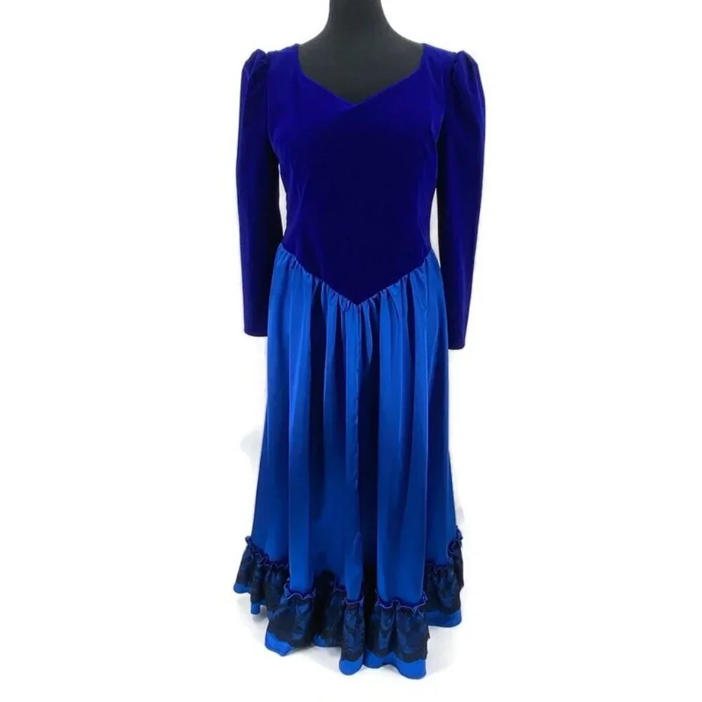 Von Lancelot Medieval Dress Satin Crushed Velvet Renaissance Cosplay Costume 18 - Picture 2 of 13